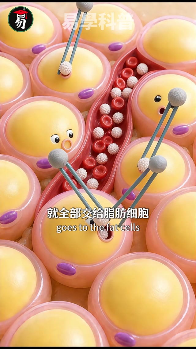 易学科普《血糖真相：第一集》中的拟人化细胞画面